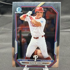 Aidan Miller Chrome Prospect Rookie RC 2026 Bowman Card #BCP-49 Phillies. rookie card picture