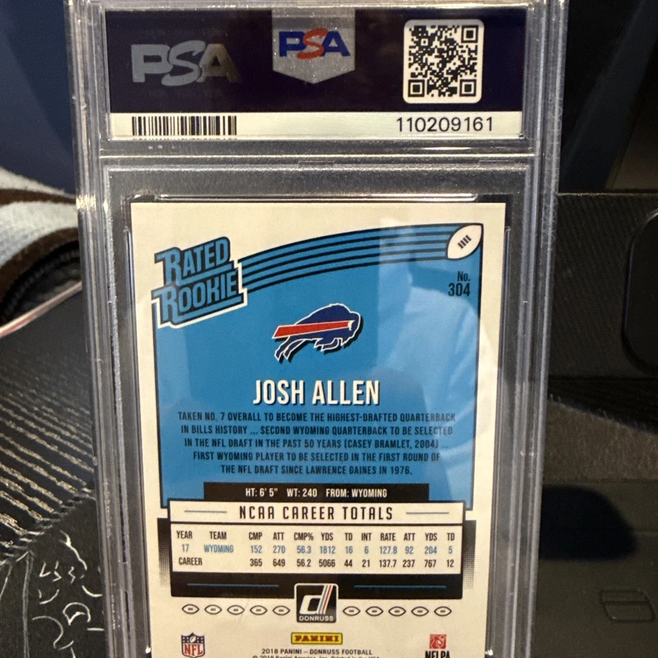 Panini Donruss Josh Allen 2018 clasificación novato radiocontrol PSA 8 facturas Foto 2 de 4