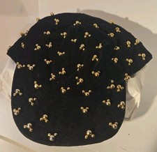Vtg Disney Store Mickey Mouse Baseball Felt Cap Hat Black gold Fashion Accessory
