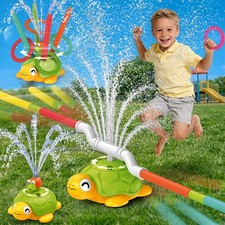 Water Sprinkler for Kids 3in1 Turtle Sprinkler Toys with Snail Plash Ring To...