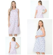 Ladies Soft Polycotton Comfortable Nightdress Sleeveless Summer Lightweight