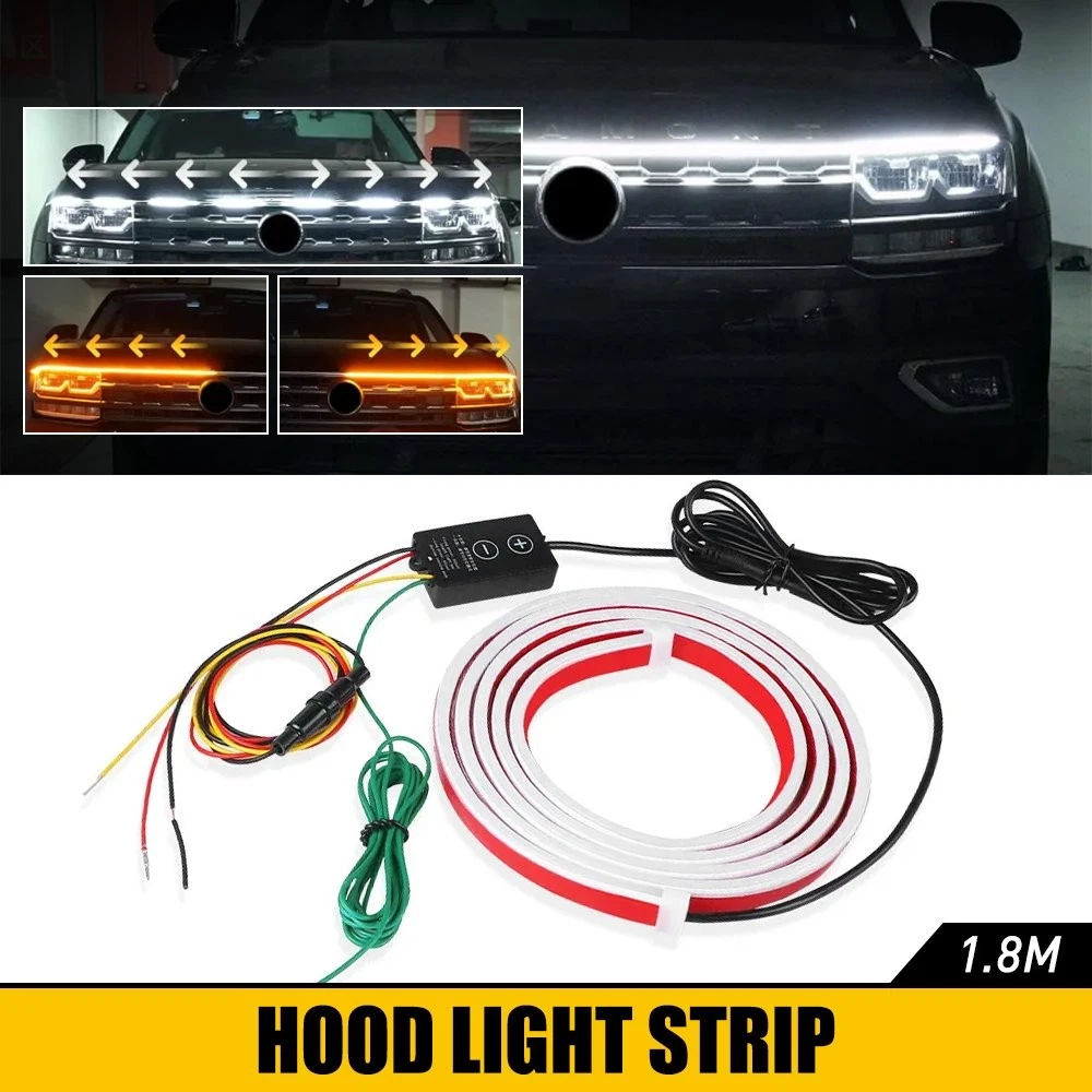 For Ram 1500 2500 3500 Car LED Hood Light Strip DRL Turn Signal 12V Waterproof