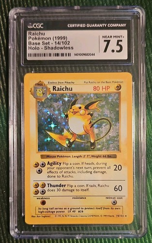Raichu (Shadowless) graded CGC 7.5 for sale on eBay