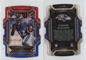 2021 Panini Select Club Level Red & Blue Prizm Die-Cut Rashod Bateman Rookie RC
