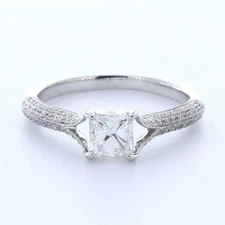 Side Stone Engagement Ring Petite 18K Gold 1.66 CT Radiant Natural Diamond F VS1
