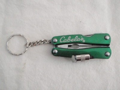 VINTAGE CABELA'S FOLDING POCKET KNIFE MULTI TOOL 6 BLADES KEYCHAIN FLASHLIGHT