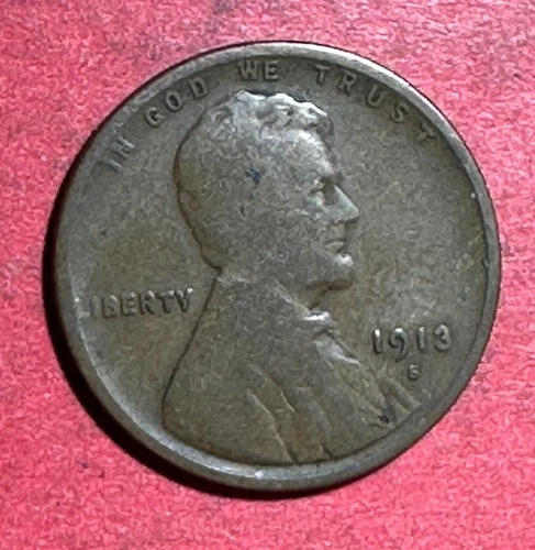 1913S US LINCOLN Cent! "San Francisco" Mint! Lower Mintage! Good! Old US Coin!