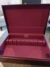 Eureka Tarnish Proof Silverware Chest Wood Drawer Burgundy Velvet 15.75" USA