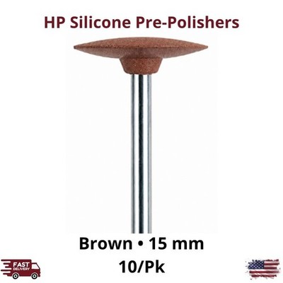 10/Pk HP Brown Silicone Universal Pre-Polisher Discs 15mm Prepolish Finishing