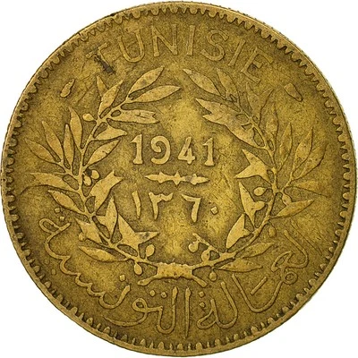 [#426114] Münze, Tunesien, Anonymous, 2 Francs, 1941, Paris, SS, Aluminum-Bronze - Bild 1 von 2
