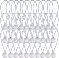 AOPRIE 30 Pcs Bungee Cords with Balls 4 Inch White Ball Bungees Heavy Duty Tarp 