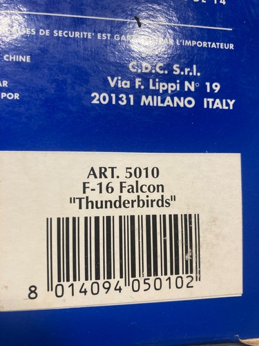 VTG ARMOUR COLLECTION , F-16 FALCON "THUNDERBIRDS" #5010, NIB!! W@W!! - Picture 4 of 4