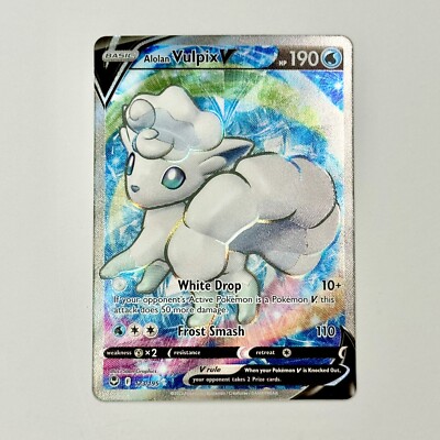 Alolan Vulpix V 173/195 (Full Art) Silver Tempest Holo Ultra Rare