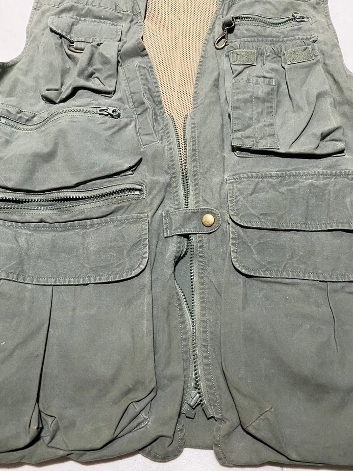 Chaleco de Pesca Woolrich Vintage Talla Grande Verde Caza Bolsillos con Cremallera Completa X1 Foto 2 de 4