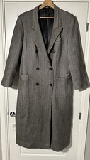 Vintage Marks & Spencer St Michael Tweed Maxi Coat Size 14 Pure Wool
