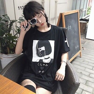 Ladies Girls Japanese Harajuku Shirt Urban Street Style Punk Gothic Blouse Top Ebay