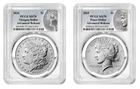 2024-P (MS70) Morgan & Peace Silver Dollar (2 Coin Set) Advanced Release AR PCGS