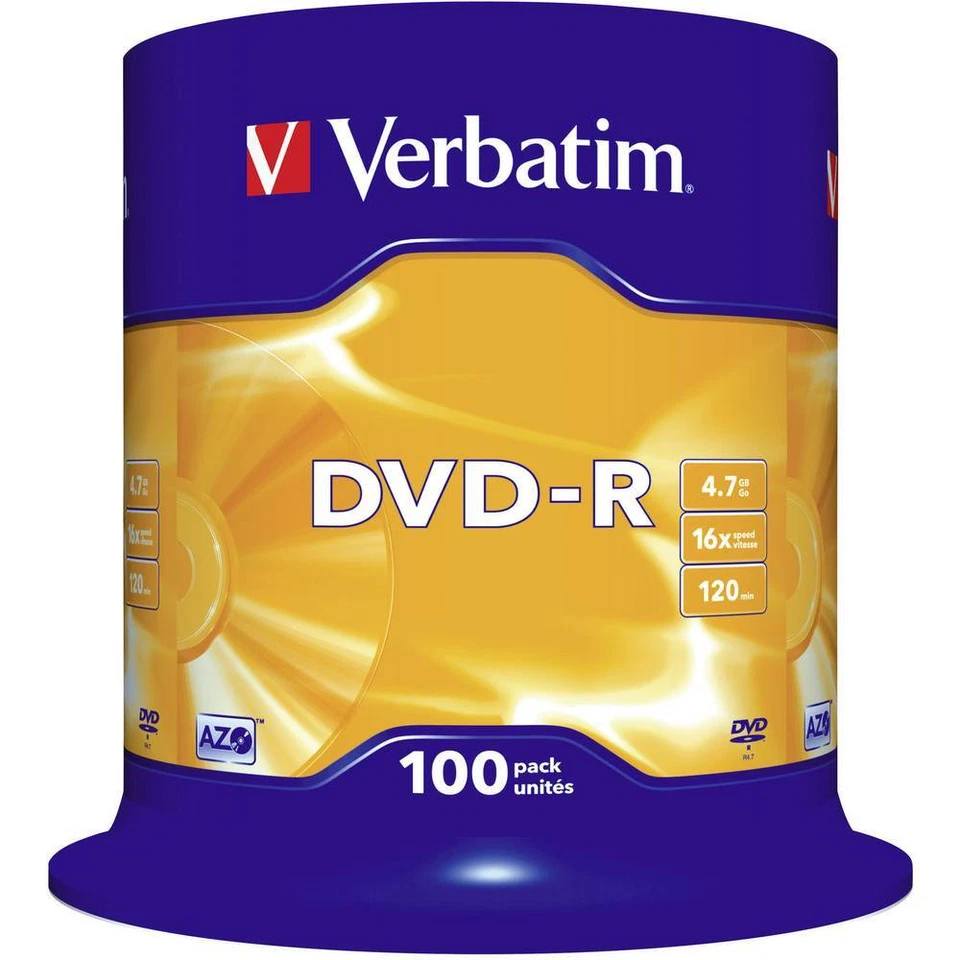 100er Multipack Verbatim 43549 DVD-R Rohling 4.7 GB 100 St. Spindel