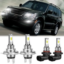 For Mitsubishi Montero 2001-2006 Combo 4x Led Headlight H4 9006 Fog Lights White
