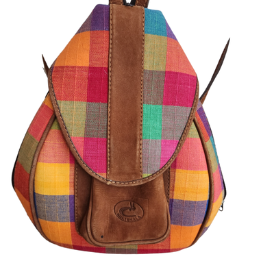 Cedano Leather Guatemala Loomed Backpack Shoulder Bag Check  display picture 1