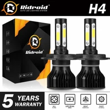 RIDROID H4 HB2 9003 2400W 360000LM 4-Sides LED Headlight Kit Hi/Lo Bulb 6000K