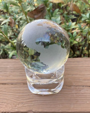 Glass Globe/ Continents Clear Etched Glass/ Glass Base/ 3" Round Paper Weight