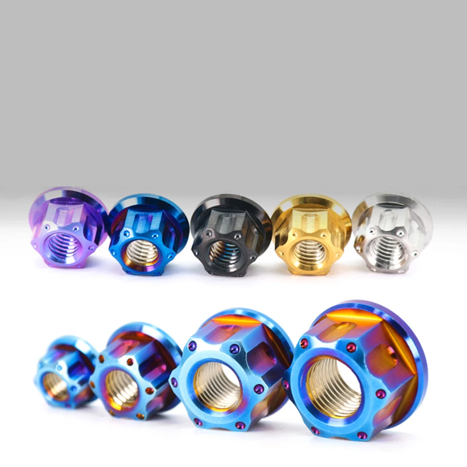 Tuerca de titanio M6 M8 M10 M12 M14 M16 M20 Ti tuercas de brida para eje trasero de motocicleta Foto 3 de 4