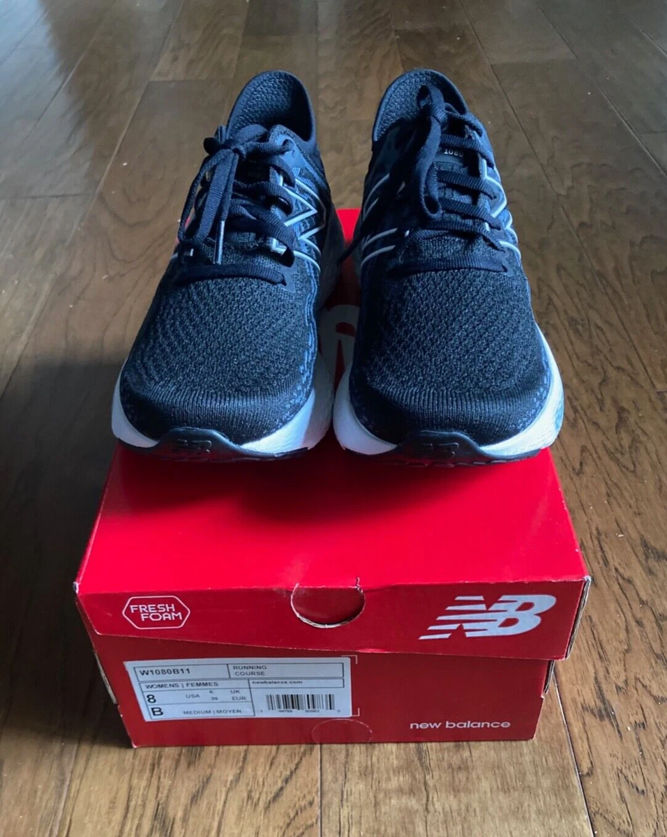 New Balance Womens W1080B11 Black Running Shoes Size 8B Medium Width New w Box