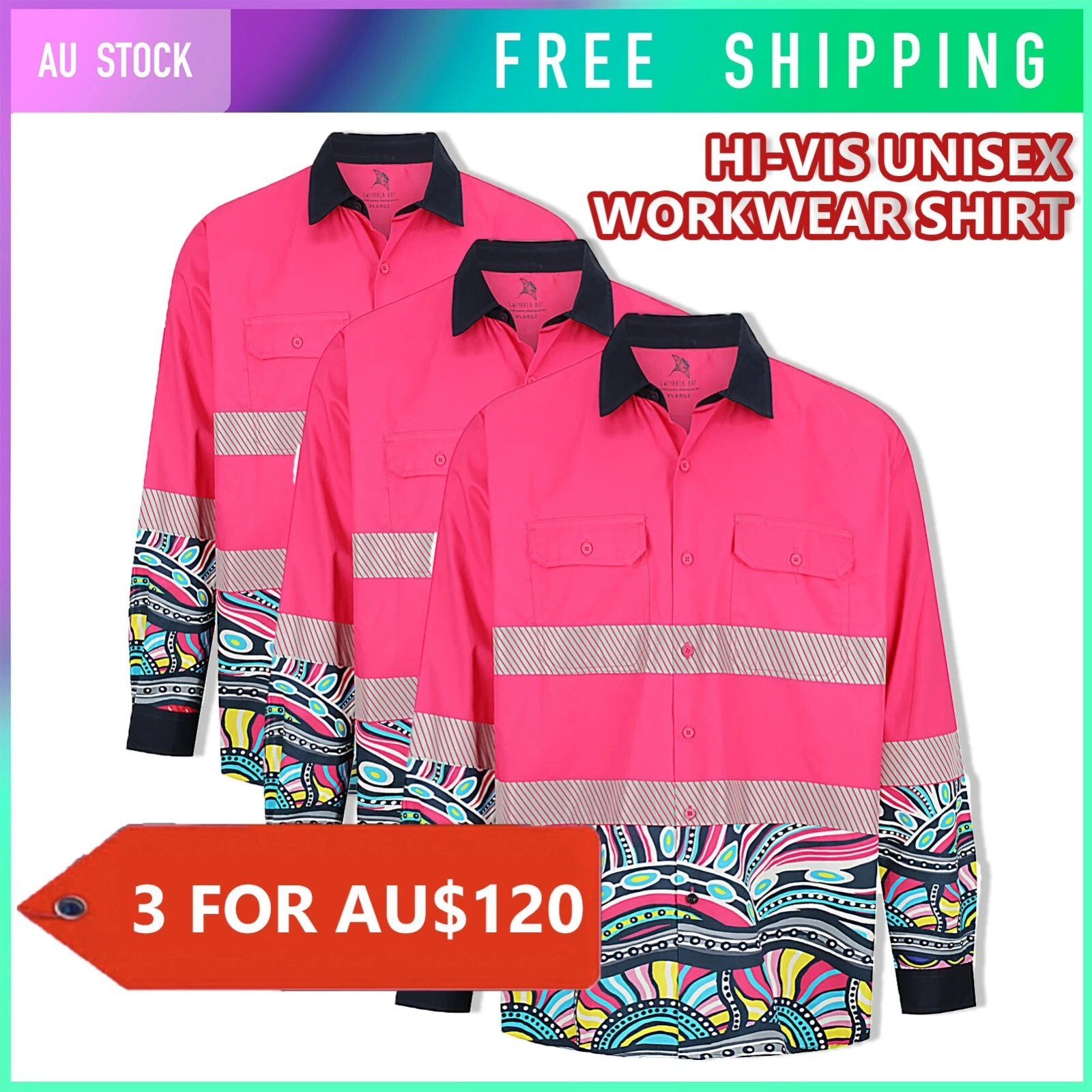 3PC Hi-Vis Work Wear Pink Long Sleeve Shirt Unisex Design Fashion Pockets Safety
Opens in a new wind
