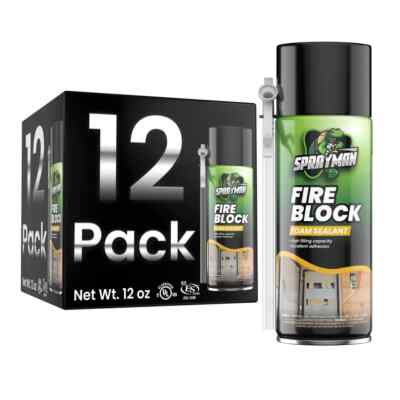 Sprayman Orange Fire Block Foam Sealant - 12oz 12 Pack - Straw Use
