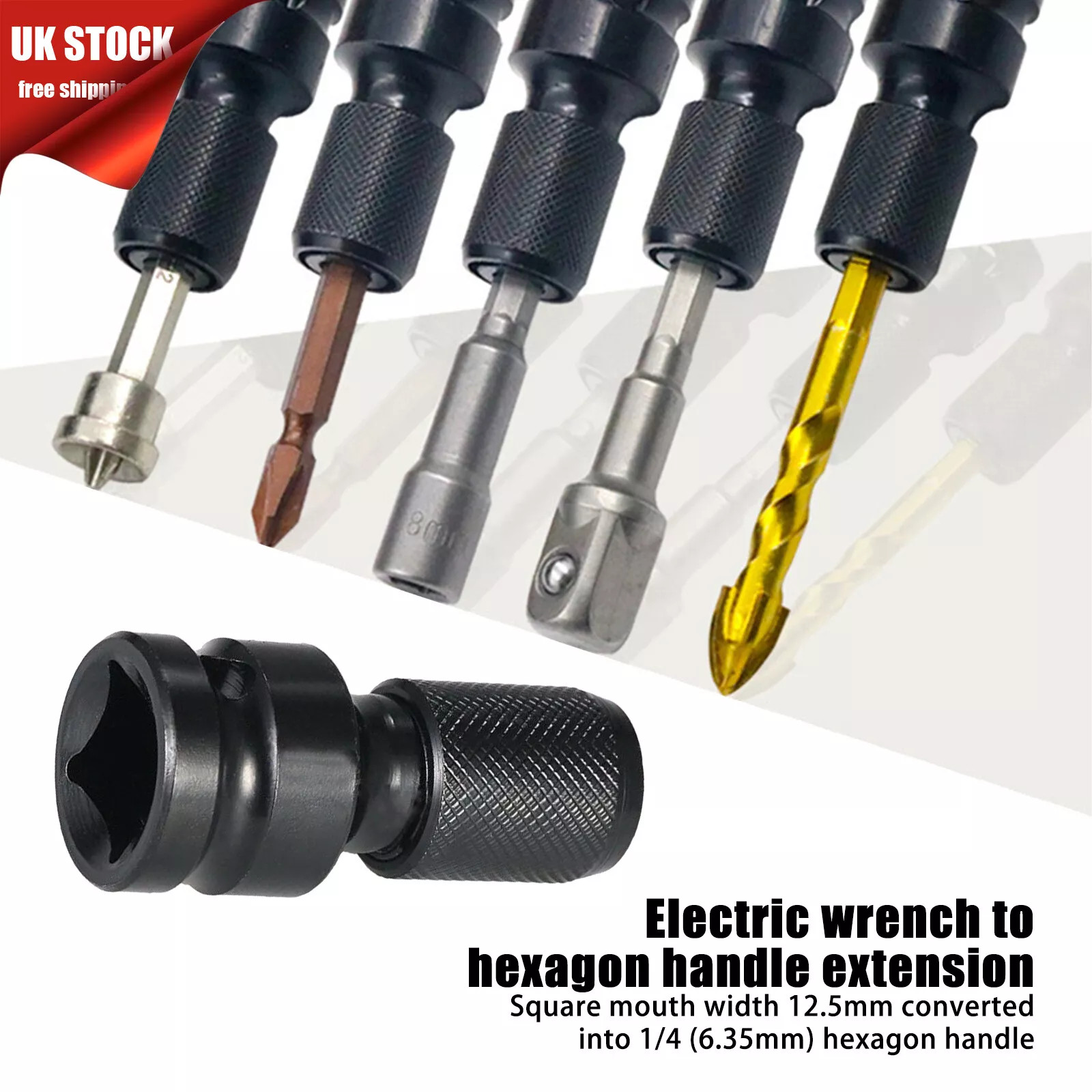 1/2 inch Square To 1/4 inch Hex Ratchet Socket Wrench Socket Adapter For Impact