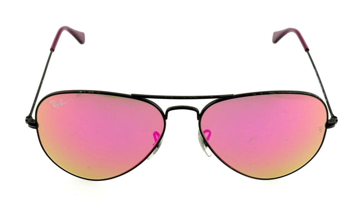 RAY BAN RB3025 58mm Black Mirror Pink Aviator Custom Sunglasses Italy Unisex
