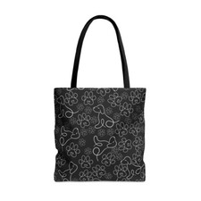 One line Dog Paw Geometry Print Double-sided Canvas Tote Bag Portable Ladies