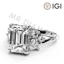 IGI 5.03 CT E VS1 Emerald Cut Lab Grown Diamond Engagement Ring Platinum 900