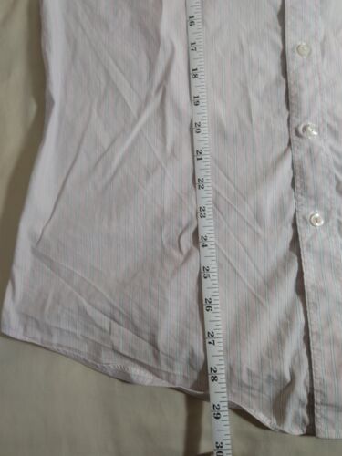 Thomas Pink Super Slim Button Shirt Men's 15.5/39 Medium Pink Striped Cotton LS - Picture 10 of 11
