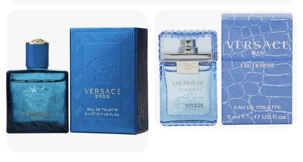 2 Piece Mini Set Versace Eros, Eau Fraiche Man 5 ML/0.17 Oz New in Box