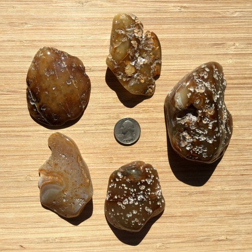 5 Achat & Quarz Kristall Geode Enden poliert Bergscheiben gemischte Steine 1 Pfund Posten - Bild 3 von 5