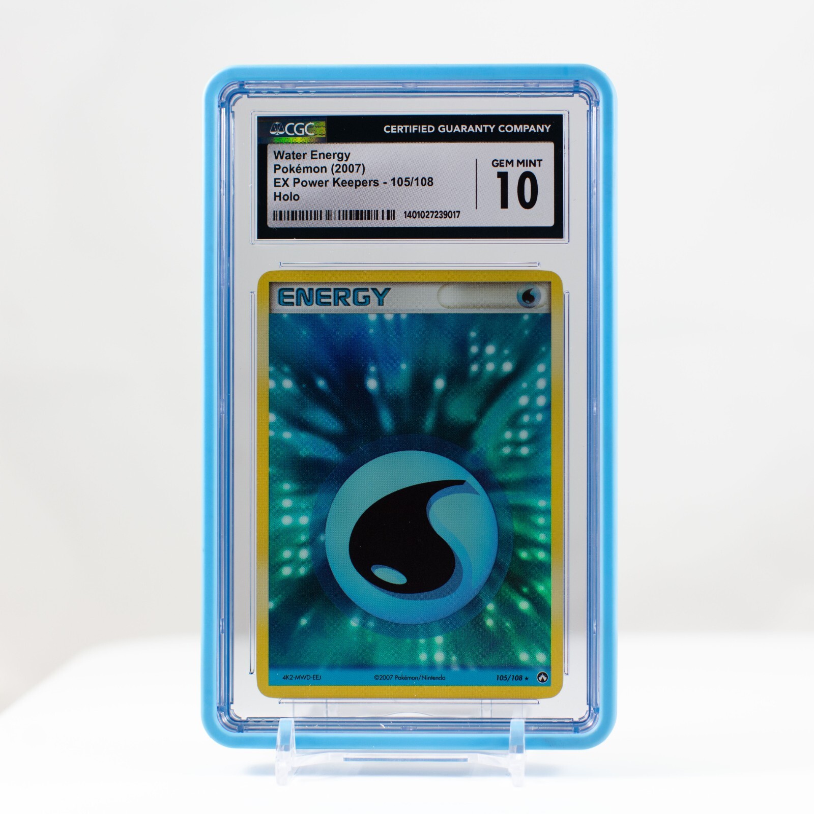Pokemon Water Energy Holo #105 EX Power Keepers 2007 CGC 10