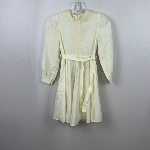 Sakowitz Beaux Age Vintage 60s 70s Girls Dress 8 Cream Prairie ILGWU Union Made