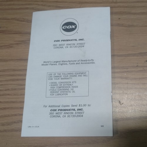 Cox Engine Performance Guide manual Excellent Condition - Picture 7 of 9