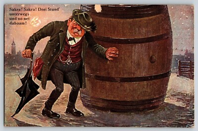 Postcard - German Drunk Man Humor