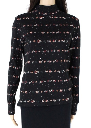 Knit Mock Neck Floral Stripe 