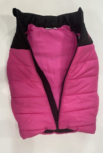 Puma Girls Puffer Vest S 7-8 Bright Pink Black Full Zip - Picture 2 of 3