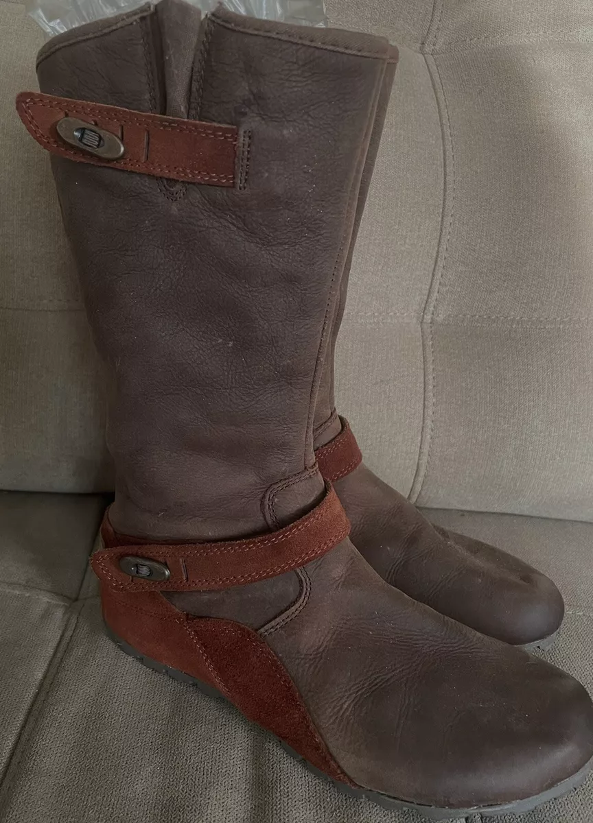 MERRELL GRIP Women s Mid Calf Suede Leather Boots Cinnamon Brown Size 5.5
