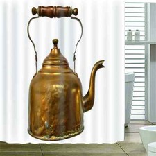 Beautiful Golden Kettle 3D Shower Curtain Waterproof Fabric Bathroom Decoration