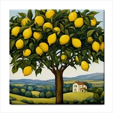 Ceramic Tile Lemon Tree Decorative Wall Tile 4.25 Inches
