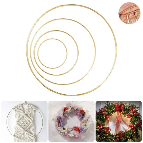 8 Pack Large Metal Floral Hoop Wreath Macrame Gold Hoop Rings(6 Inch8 ...