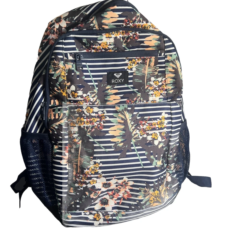 Roxy Mochila Bolso Para Mujer Floral Rayas Grande Escuela Universitaria Mochila Multiuso