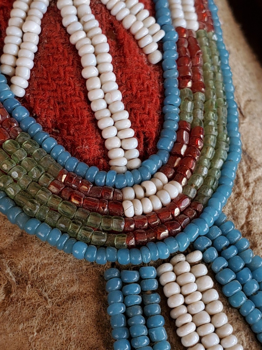 Antique OLD Native American Indian beaded E Plains high top moccasins 19th 