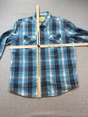 American Eagle Shirt Mens XXL 2XL Athletic Fit Blue Plaid Western Rodeo Cowboy - Picture 5 of 11
